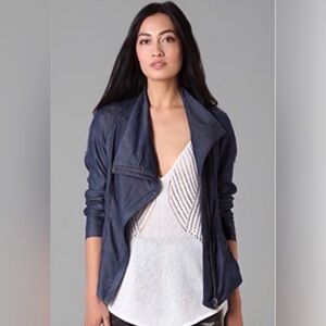 Helmut Lang Women’s Asymmetrical Tencel Denim Moto Jacket Size M